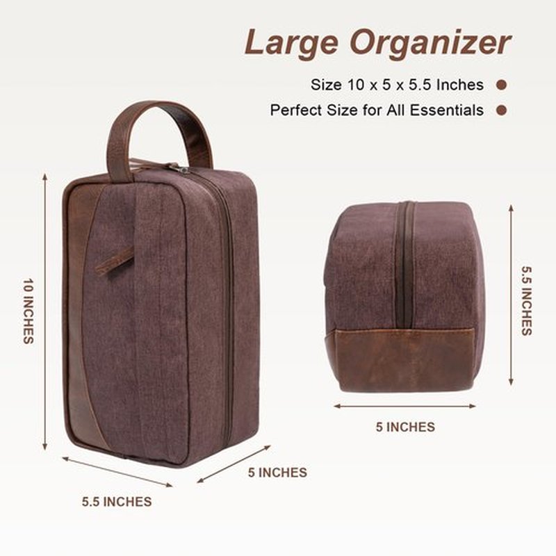 Ezday Travel Toiletry Bag for Men, Hanging Toiletry Organizer, Water Resistant Shaving Kit with Large Capacity for Travel Accessories (Coffee Brown)
