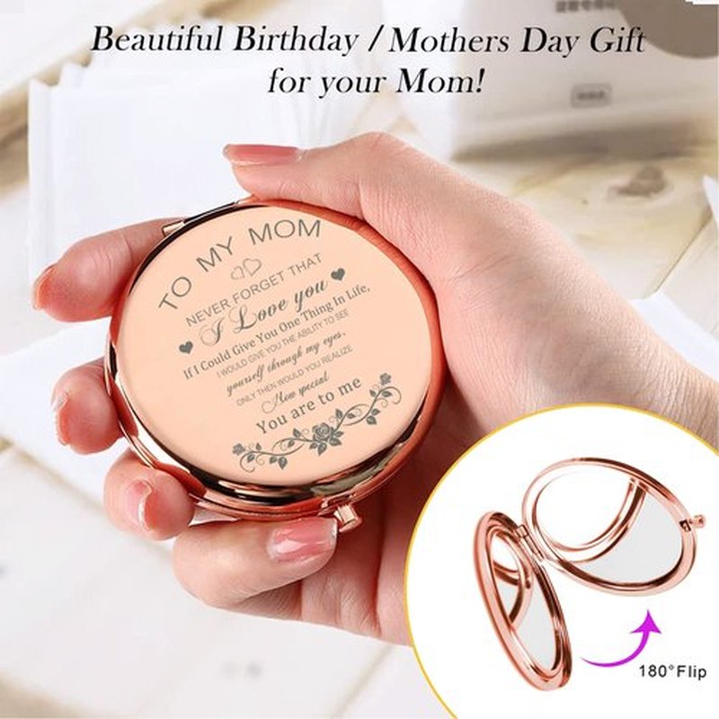 GAOLZIUY Compact Mirror Gifts for Mom, Rose Gold Compact Mirror for Mother, Birthday Gifts for Women from Daughter or Son for Mom Birthday, Mothers Day Wedding Anniversary