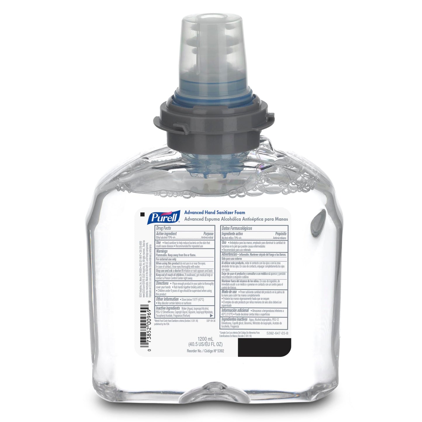 PURELL Advanced Hand Sanitizer Foam TFX Starter Kit, 1 - 1200 mL Foam Hand Sanitizer Refill + 1 - PURELL TFX Dove Grey Touch-Free Dispenser – 5392-D1,White Dispenser