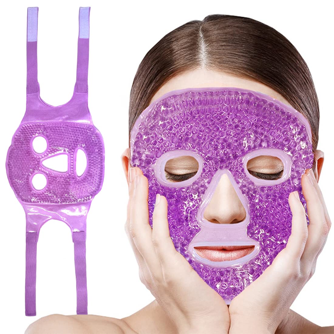 Cold Face Mask - Cooling Eye Mask for Hot & Cold Treatment, Reduces Eye Strain, Swelling, Redness, Puffy Eyes & Dark Circles - Reusable - 1 PCS