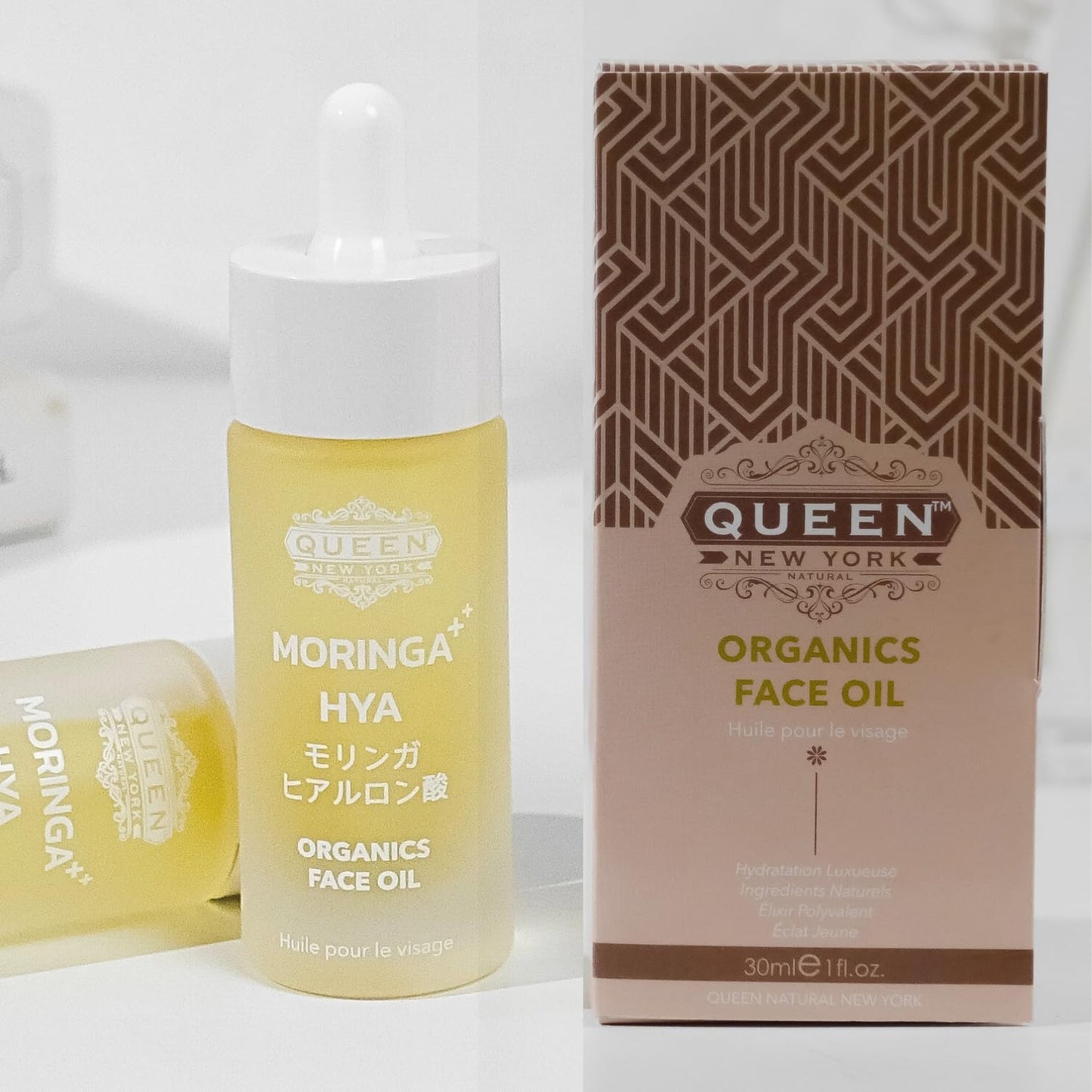 QUEEN MORINGA HYA – Organic Moringa Oil with Hyaluronic Acid for Face – Hydrating & Anti-Aging Facial Oil Serum – Lightweight, Fast Absorbing, Non-Comedogenic, Fragrance-Free Moisturizer - 1 fl oz