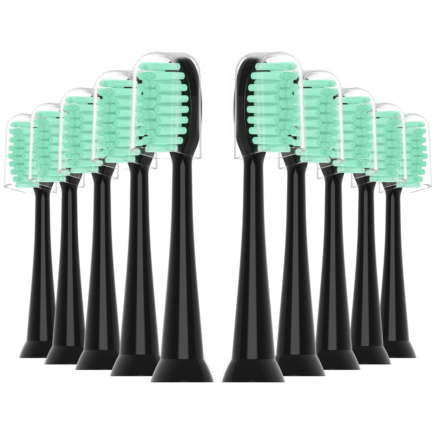 ZIYAJIA Replacement Toothbrush Heads 10 Pack Compatible with AquaSonic Black Series for Vibe Series Black Series pro, and for Duo Series pro Electric Toothbrush,Balck