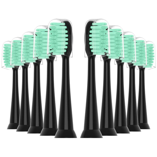 ZIYAJIA Replacement Toothbrush Heads 10 Pack Compatible with AquaSonic Black Series for Vibe Series Black Series pro, and for Duo Series pro Electric Toothbrush,Balck