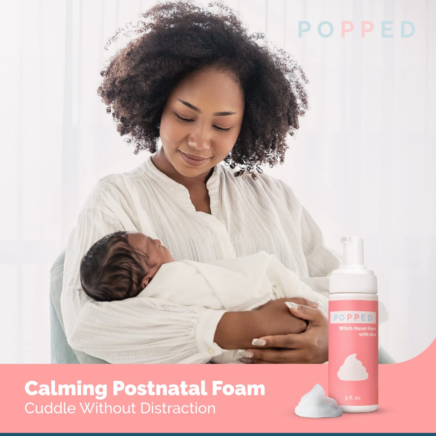 Popped Postpartum Witch Hazel Foam with Aloe, Perineal Healing, 5 fl oz