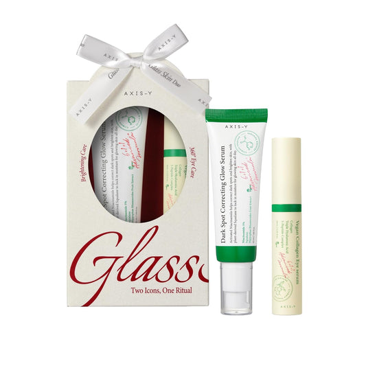 AXIS-Y Glass Skin Duo | Korean Skin Care Set for Dark Spot Correction & Anti-Aging | Vegan Collagen Eye Serum & Glow Serum