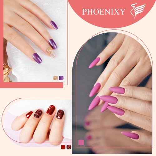 PHOENIXY Gel Nail Polish Kit with U V Light 48W, 66 Pcs 135 Effect Gel Nail Polish Set Base Glitter Top Coat Gel Nail Kit Manicure Tools Gifts for Women