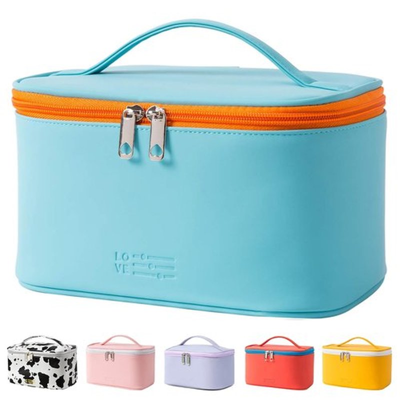 Meiyuuo Makeup Bag Cosmetic Bags Small for Women Ladies Zipper Pouch Makeup Organizer Waterproof Cute (Cyan Blue)