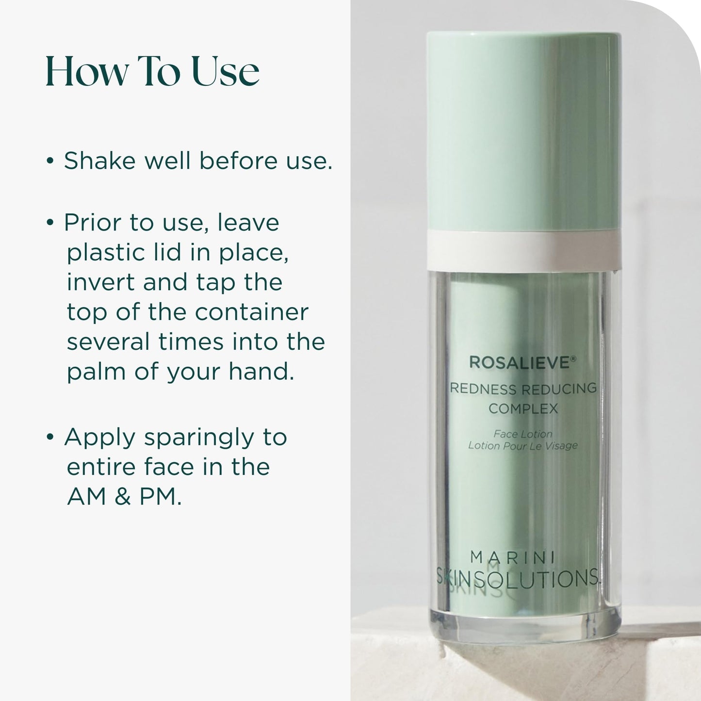 Marini SkinSolutions RosaLieve - Redness Reducing Face Lotion with Azelaic Acid & Tetrapeptide-14 - Cruelty Free - Made in the USA - 1 fl oz