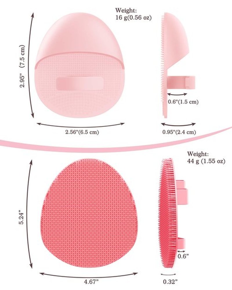 Manmihealth Silicone Back Scrubber (Thick Bristles) & Bath Glove & Face Brush Set(3PCS), Super-Exfoliating & Lathering Body Scrubber, Shower Brush, Face Scrubber Combination, with a Free Hook.(Pink)