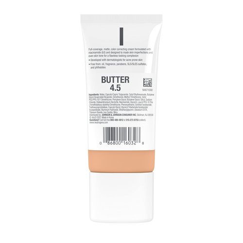 Neutrogena Clear Coverage Flawless Matte CC Cream, Full-Coverage Color Correcting Cream Face Makeup with Niacinamide (b3), Hypoallergenic, Oil Free & Fragrance Free, Butter, 1 oz
