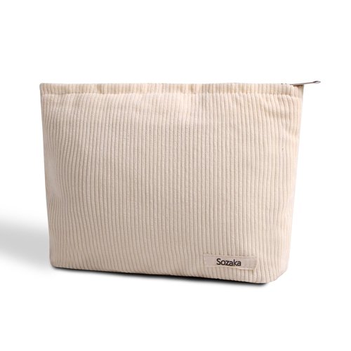 Cosmetic Bags for Women - Corduroy Cosmetic Bag Aesthetic Women Handbags Purses Smile Dots Makeup Organizer Storage Makeup Bag Girls Case Bags (Pure Milky white)