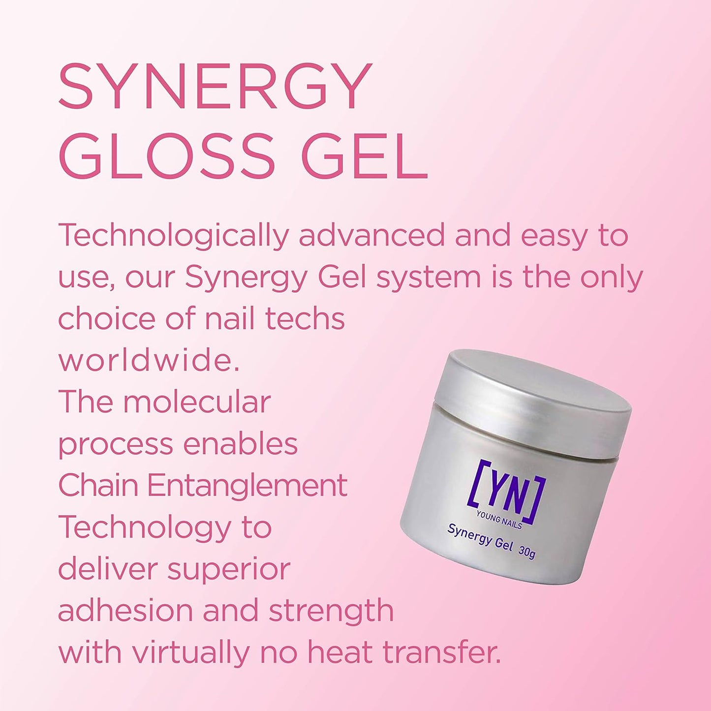 Young Nails Synergy Clear Gloss Finishing Gel - Builder Top Coat for Superior Adhesion & Strength, 15g