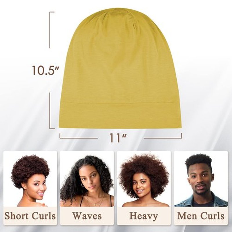 OLESILK 100% Mulberry Silk Bonnet for Sleeping Women, Silk Hair Wrap for Sleeping, Silk Sleep Bonnet for Women&Men, Real Silk, Not Satin, Yellow