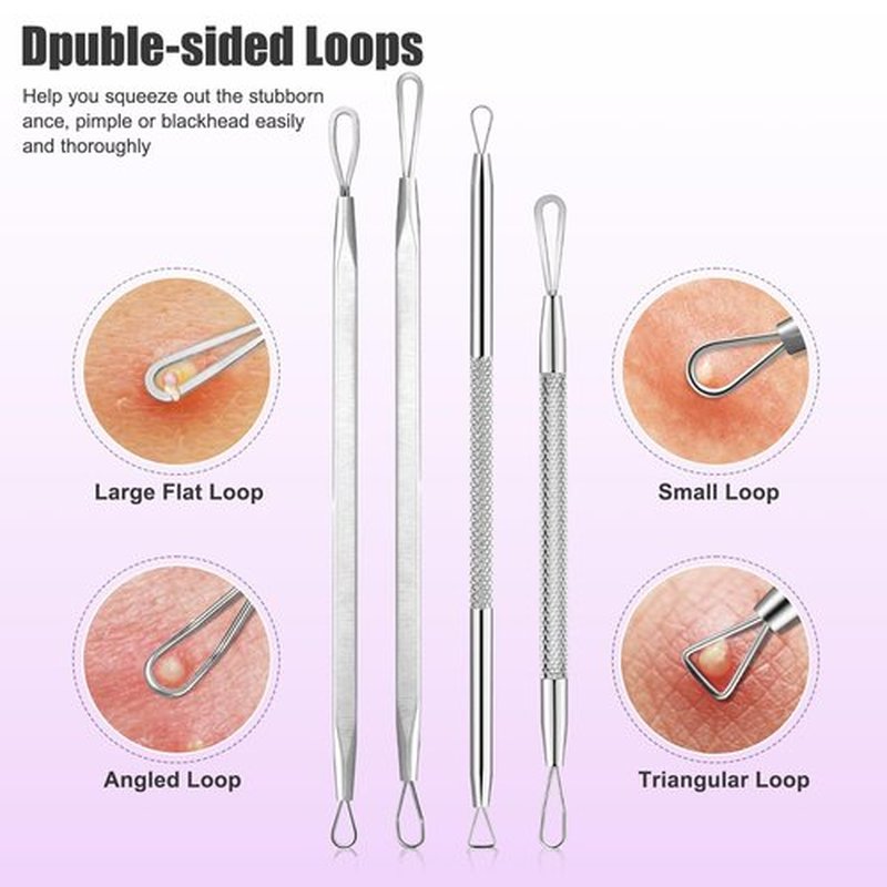 15 PCS Pimple Popper Tool Kit, MORGLES Stainless Steel Blackhead Remover Comedone Extractor Tools for Blemish, Acne, Zit, and Whiteheads for Face & Nose, Acne Tools with Metal Case (Silver)