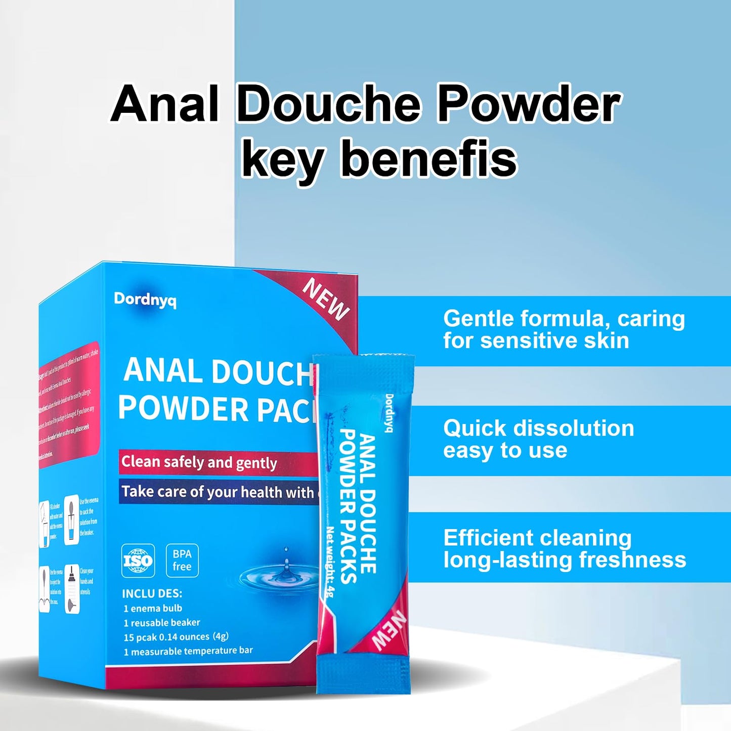Anal Douche Powder Anal Cleaner Shower Enema nal Cleaner pH Balanced Includes rinsing Beaker and 12 Packs of Anal Douche Powder