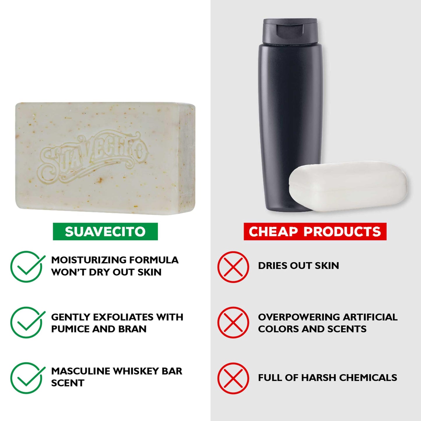Suavecito Body & Hand Soap Bars Moisturizing Masculine Whiskey Bar Fragrance 6 oz 6 Pack