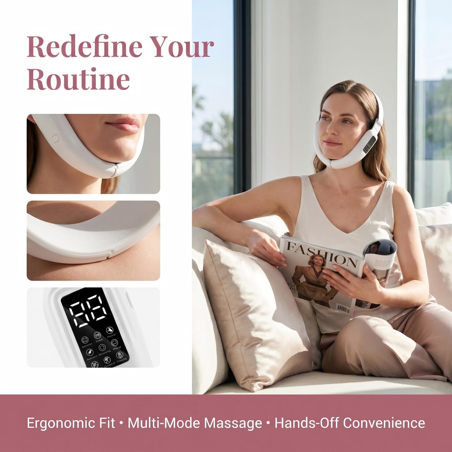 VITALA V Lift Device, Electric Double Chin Device and V-Face Machine with 8 Modes and 15 Gear Adjustable Lntensitie，Rechargeable、for Facial Care.