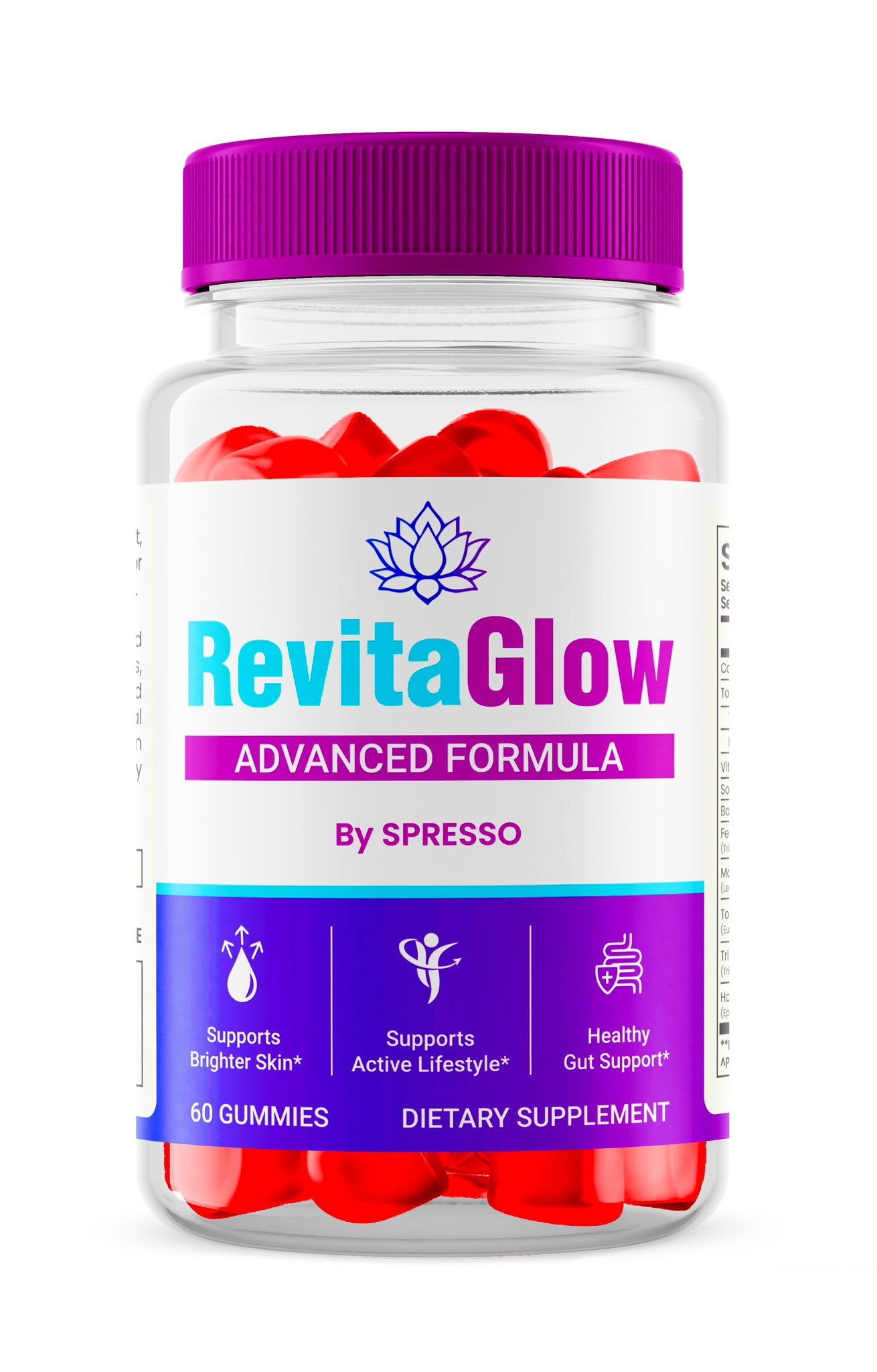 SPRESSO (1 Pack) RevitaGlow Gummies, All Natural RevitaGlow with Premium Blend for Active Lifestyle & Overall Wellness, Official RevitaGlow Gummy Supplement for Reviews (60 Gummies)