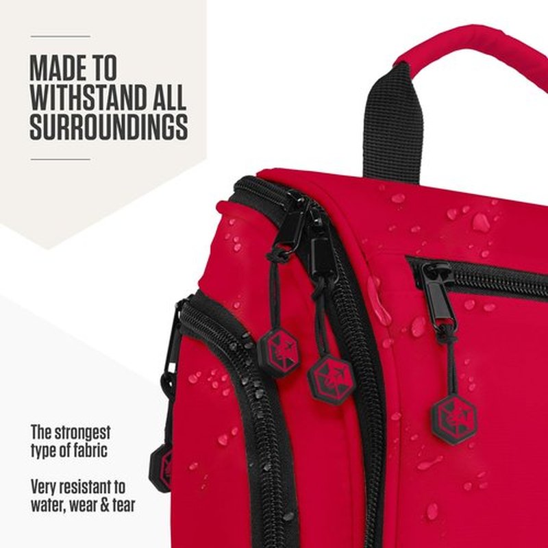 VENTURE 4TH Hanging Travel Toiletry Bag for Women & Men - Travel Organizer with Expandable Compartments & Removable Clear Pouch for Toiletries (Red)