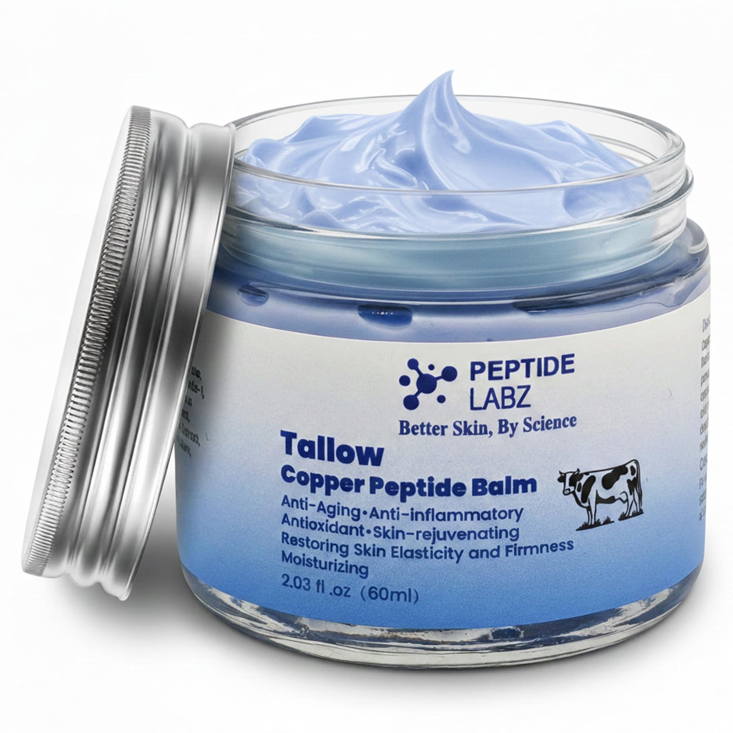 PeptideLabz Grass-Fed Tallow Face Balm for Dry Skin – Deep Moisture Barrier Repair with Honey Extract, Copper Tripeptide-1 & Licorice Root – Nourishing Skin Balm
