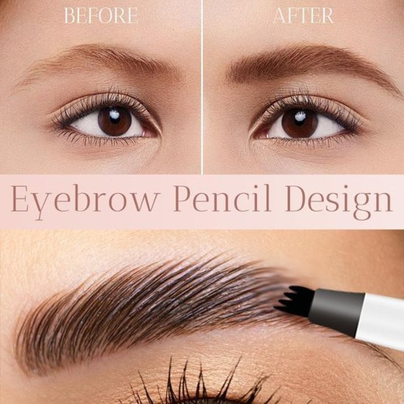 Microblading Eyebrow Pencil,2025 NEW Microblading Eyebrow Pen with 4 Tip Eye Brow Pen,Natural Makeup Fine Stroke Magic Eyebrow Pencil Stay on All Day(Dark Brown+Light Brown)