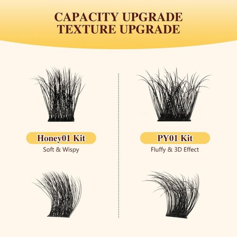 QUEWEL DIY Lash-Extension Kit, 144 Pcs Lash-Clusters Kit 10-18mm DIY-Eyelash-Extension Kit with 16ml Lash Bond and Seal Lash Applicator for Beginners at Home (3D Honey01-MIX10-18 Kit)