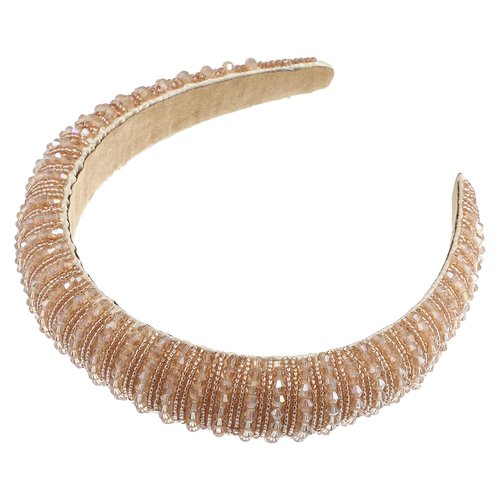 VOCOSTE Crystal Headband, Rhinestone Hairband for Women, Champagne, 1.2 Inch Wide