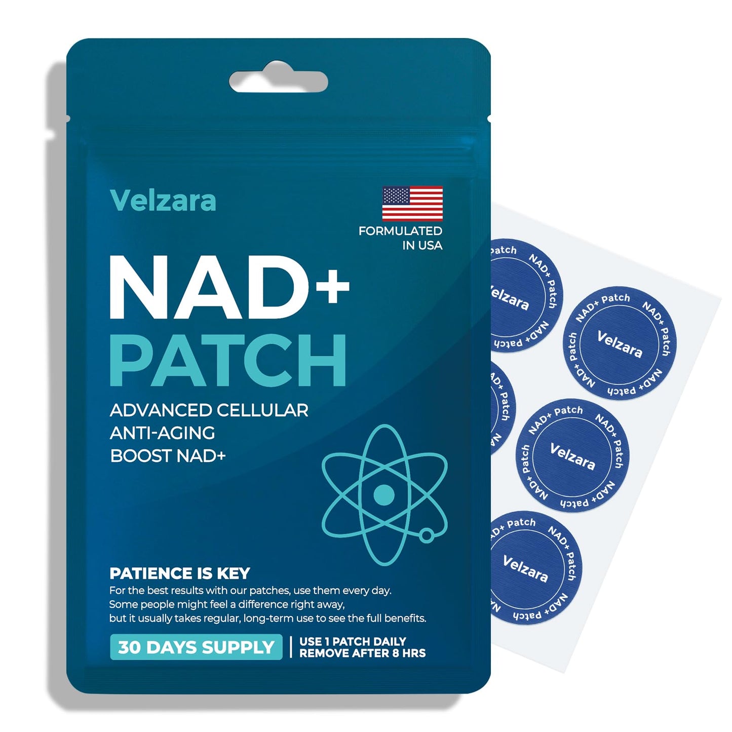 Velzara NAD+ Patches Comfortable All-Day Wear Vegan, Water-Resistant 30 Patches