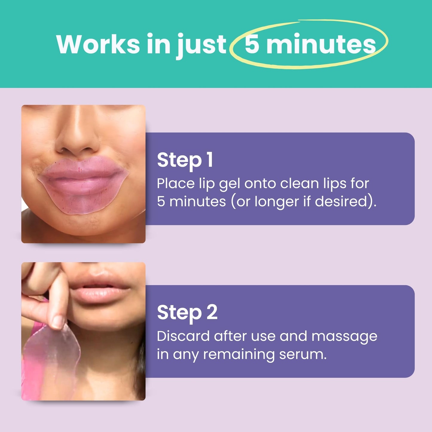 Patchology Moodpatch Keep Smiling Lip Mask - Hydrating gels with Sweet Violet, Lavender Petal & Coconut Extract for Soothing Aromatherapy - Moisturizing, Lip Primer - Ideal Bridesmaid Gifts - 5 Count