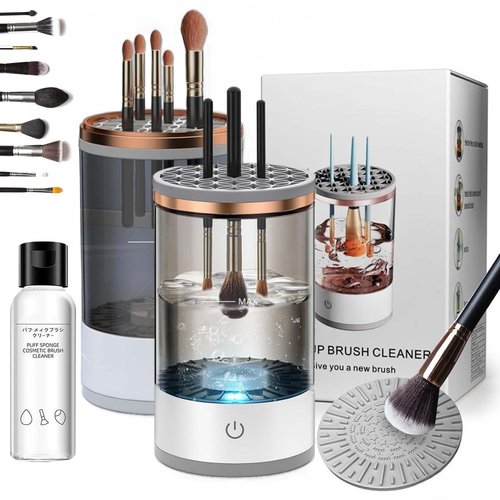 Beauty Swirl Cosmetic Brush Cleaner, The Cozy Luna Brush Cleaner, Electric Makeup Brush Cleaner - Automatic Spinning Cosmetic Tool for Deep Cleaning All Types of Brushes Set (2PCS,Charging)