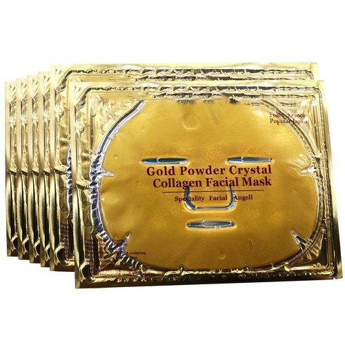 Permotary 6 PCS 24k Gold Crystal Gel Collagen Facial Masks, Treatment Deep Moisturizing Facial Masks For Anti Aging Puffiness Skincare Anti Wrinkle Tighten Skin & Revitalize Skin