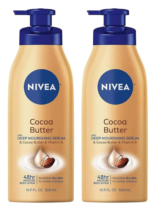 NIVEA Cocoa Butter Body Lotion 16.9 fl. oz. - Hydrating Skin Moisturizer (2-Pack)