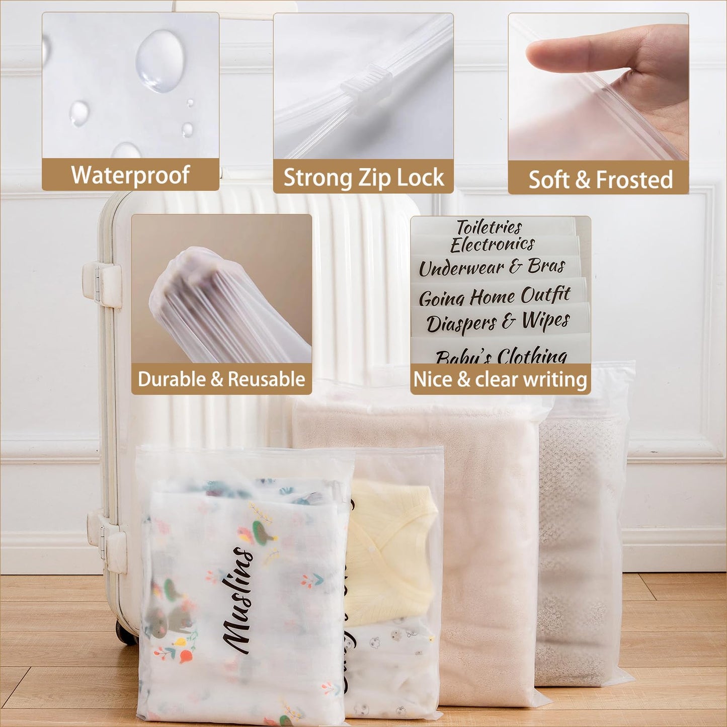 MANWU 14pcs Hospital Bags essentials for Labor and Diaper,Mom hospital bags Maternity Essentials,Maternity Organiser baggie,shower gift