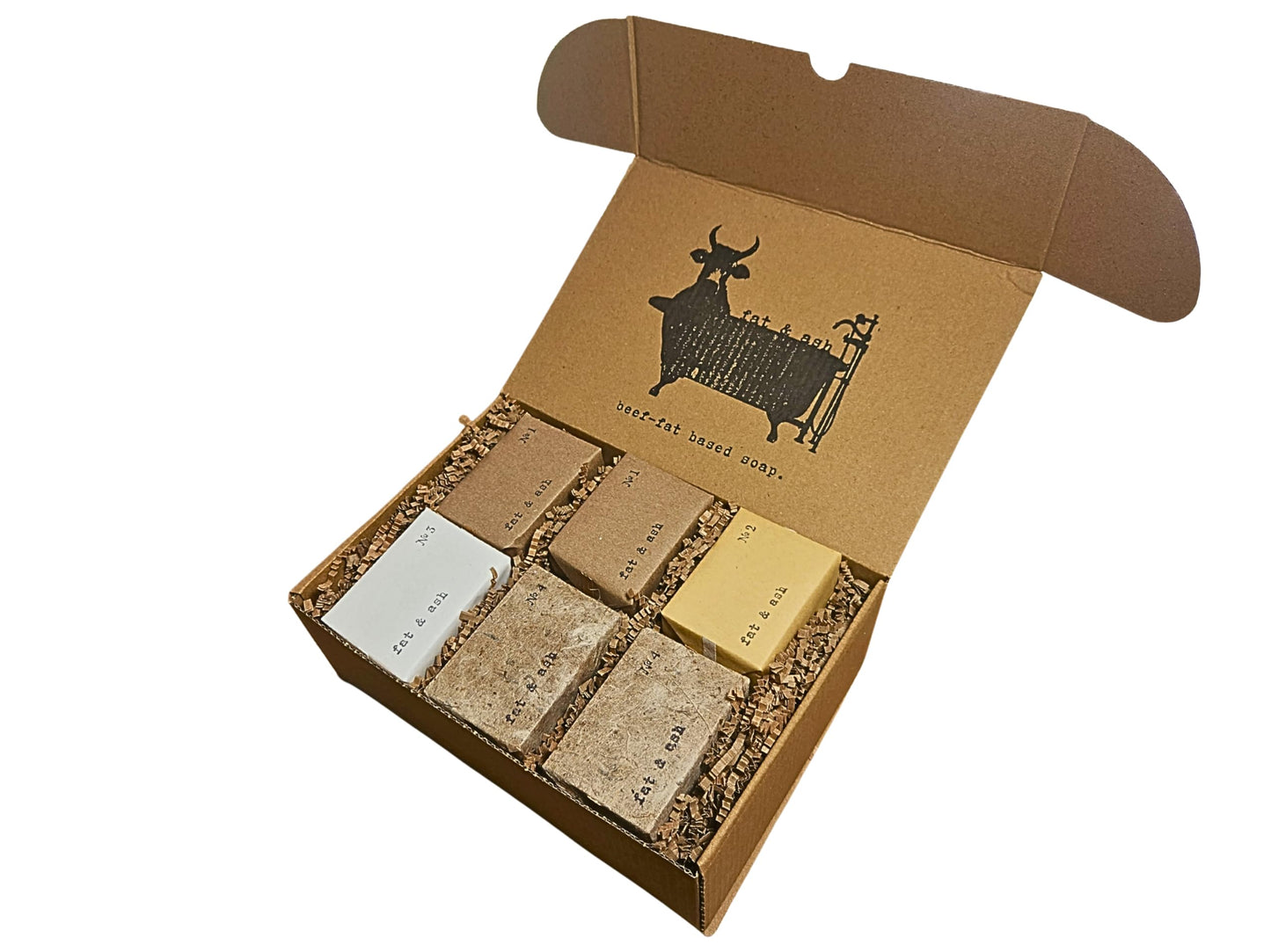 fat & ash Beef Tallow Soap Bar (12 Pack) - VERY SIMPLE INGREDIENTS - Organic and Moisturizing - Handmade in USA - Family Recipe - Long-Lasting, All-Natural, For Dry Skin