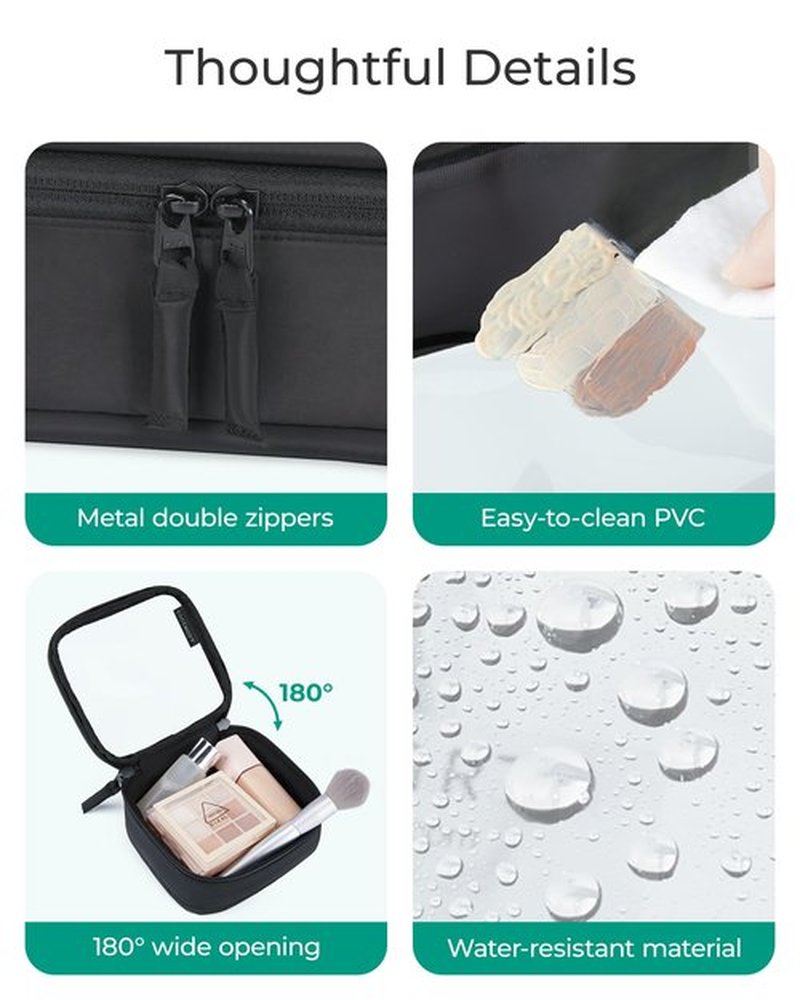 BAGSMART Mini Clear Makeup Bag for Women Portable Travel Toiletry Bag, Cute Small Water-Resistant Cosmetic Bag TSA Approved Clear Makeup Case Pouch with Zipper for Car Essentials(Beige)