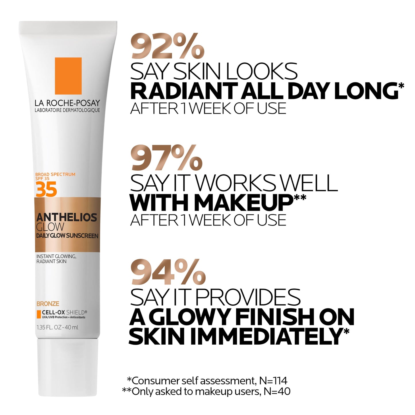 La Roche-Posay UV Glow Hydrating Sunscreen for Face SPF 35, Dark