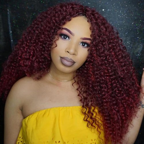 WIGER Kinky Curly Braiding Hair Marlybob Crochet Hair 1B/BUG Jerry Curly Passion Twist Hair 18 Inches Long Curly Crochet Braids for Women Synthetic Kinky Twisted Hair Extensions (6 Packs, 1B/BUG)