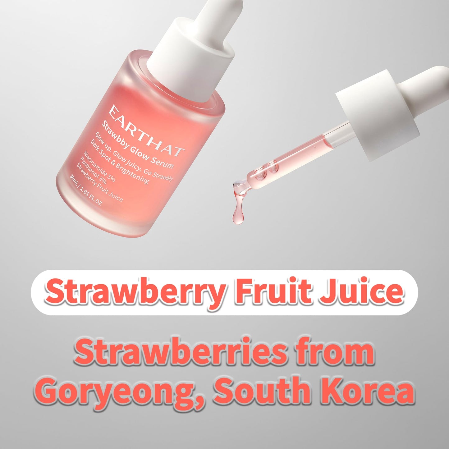 EARTHAT Glow Serum with Niacinamide 5% & Panthenol 3%, Brightening & Hydrating Face Serum for Radiant Skin, Korean Skincare with Fermented Strawberry & Centella Asiatica, 1.01 fl oz