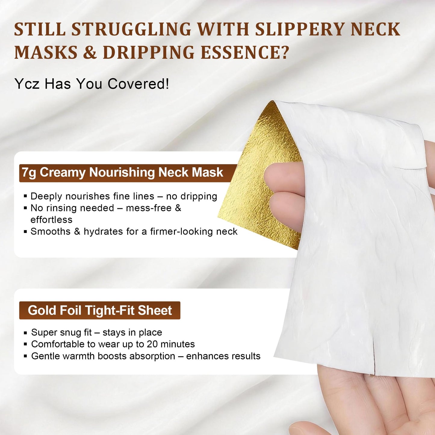 Ycz Collagen Neck Mask, Neck Wrinkle Patches with 8 Peptides and Botanical Serum Deep Hydration Moisturizing Anti Wrinkle Neck Care Lifting Firming Treatment