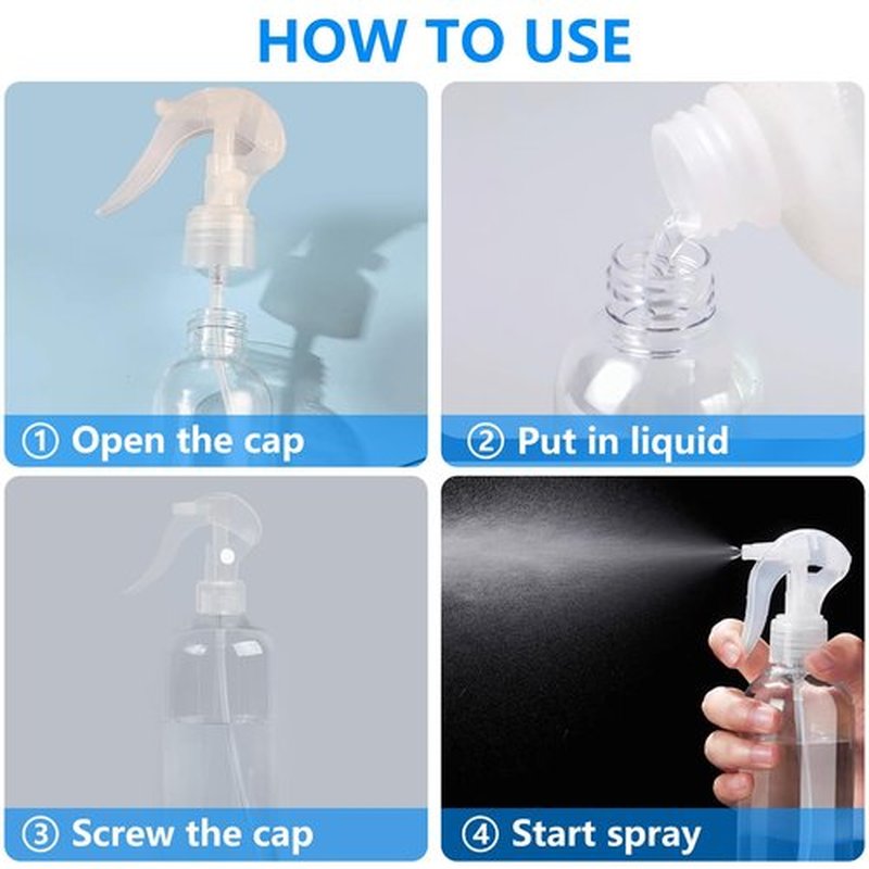 DTDNZKN 2 Pack 16.9 Oz (500ml) Spray Bottles for Hair, Plants, Cleaning, Cooking, BBQ, Cats - Fine Mist, Refillable, Reusable