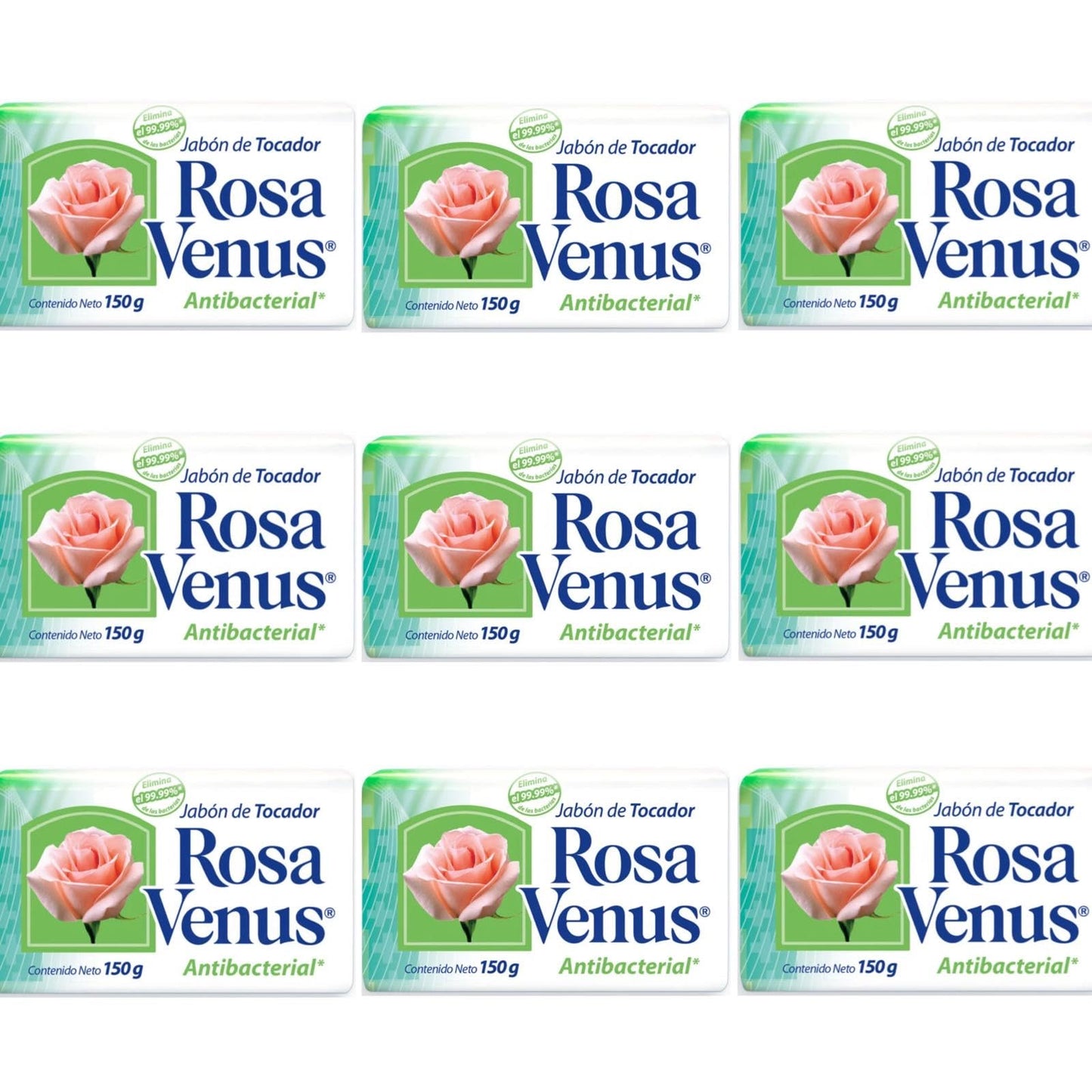 LA CORONA Rosa Venus Antibacterial Bath Soap, 150g, 9 Pack