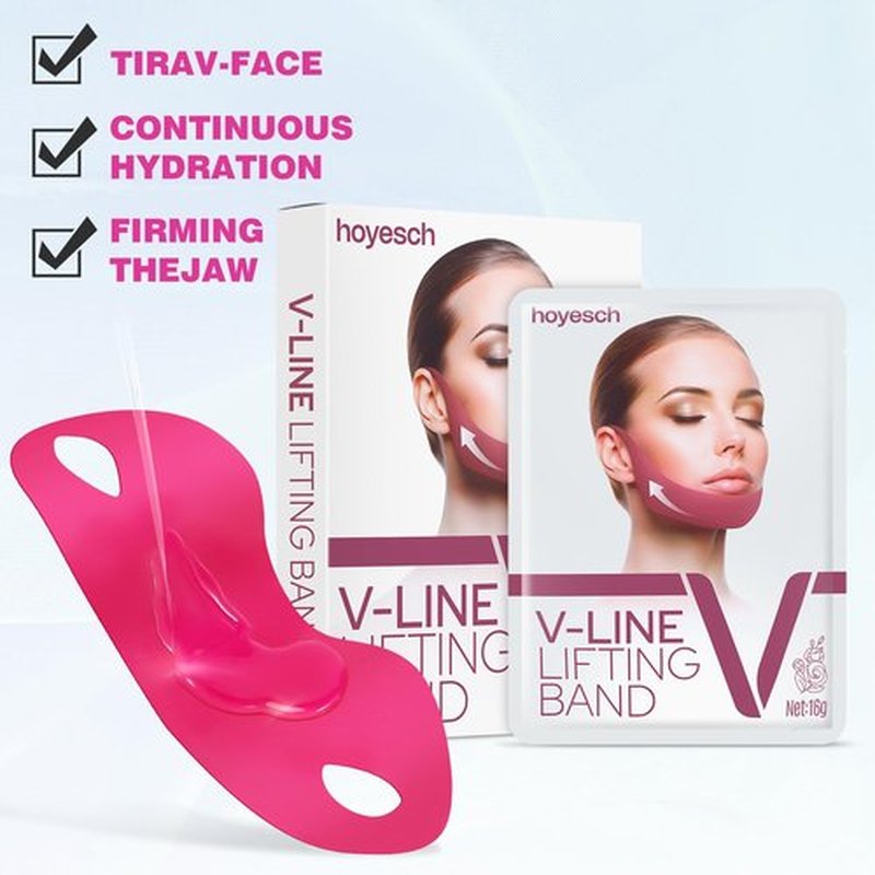 hoyesc V Line Lifting Mask, Double Chin Mask, Face Jawline lift tape, Sculpting Collagen Mask with Aloe Vera & Hyaluronic Acid for Chin and Neck Skin Firming - 5PCS