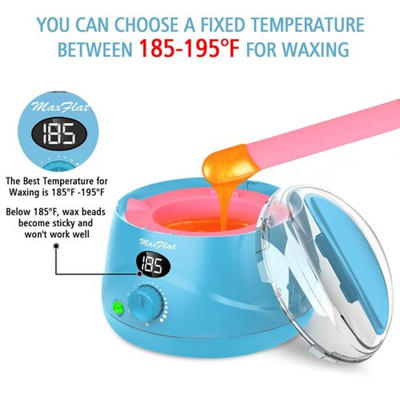 MaxFlat Waxing Kit for Women & Men, Digital Wax Pot Hard Wax Kit with Upgrade Brazilian Wax for Full Body Armpit Leg Bikini Waxing (Blue)