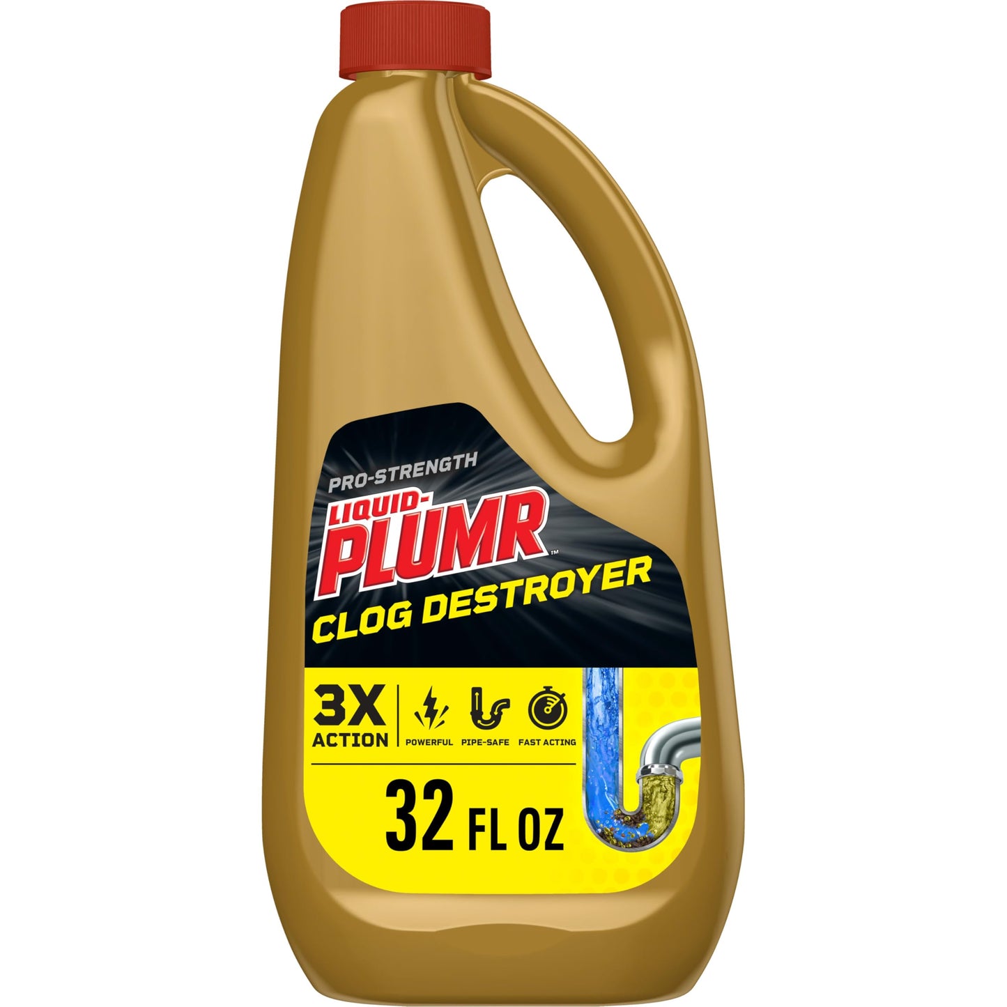 Liquid-Plumr Pro-Strength Full Clog Destroyer, Bathroom & Kitchen Sinks, Shower and Tub Drain, Safe for Pipes, Liquid Drain Cleaner, 32 Fluid Ounces