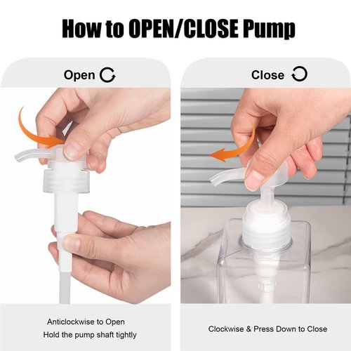 Pump Bottle, Refillable Plastic Empty Lotion Soap Dispenser Liquid Container for Bathroom Shampoo and Body Wash, 8.5oz/250ml Clear 2 Pack
