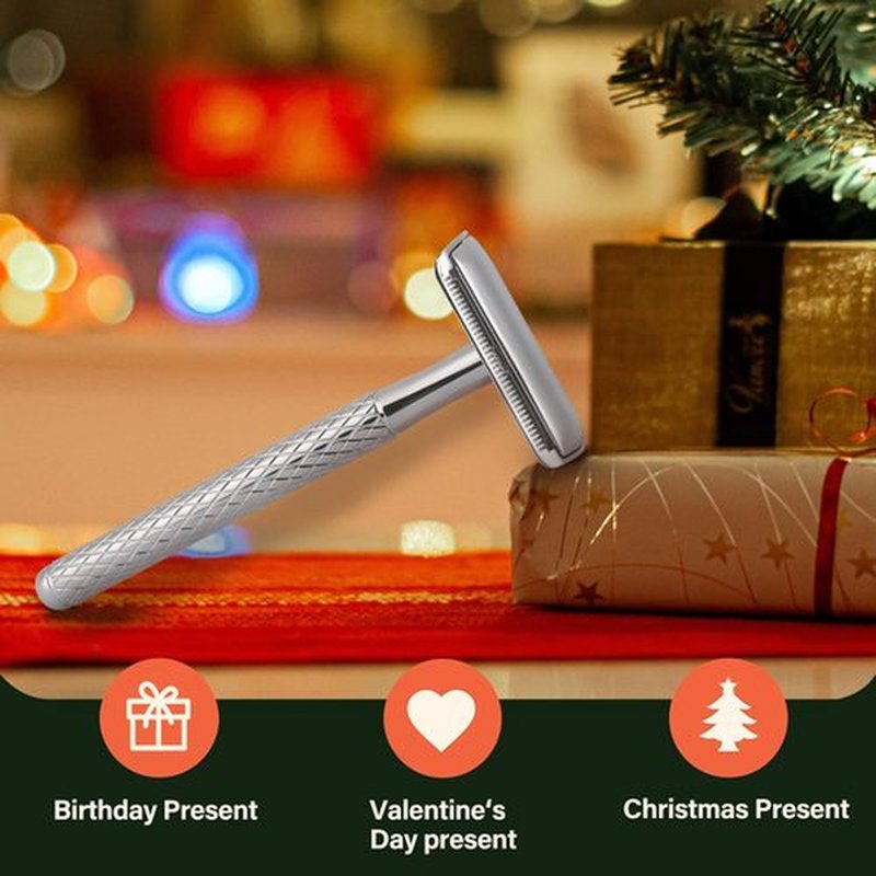 Kinghood Single Blade Safety Razor - Metal One Blade Razor for Men & Women with 10 Stainless Steel Double Edge Blades(Silver)