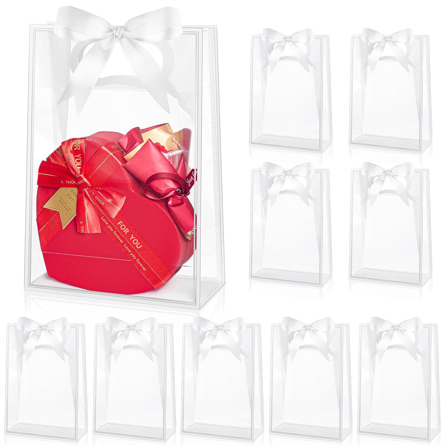 Ohuimrt White Plastic Gift Bags with Handles, 12 Pack