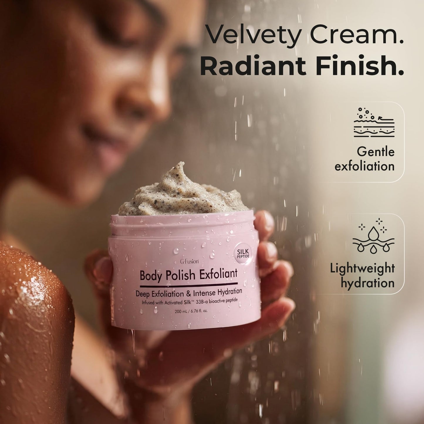 Silk Peptide Body Polish Gentle Exfoliant - Honey & Coconut Body Scrubs with Shea Butter, Exfoliants & Hydrating Oils for Smooth, Glowing Skin – Deep Moisturizing & Radiance Boosting Formula