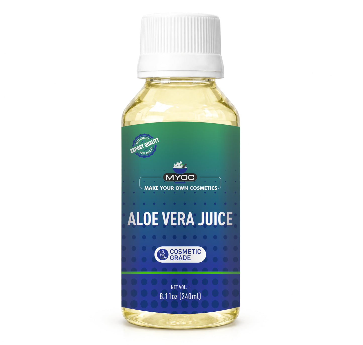 MYOC Aloe Vera Juice (240 ml / 8.11 fl oz) - Cosmetic Grade Liquid Base for Gels Toners Serums Creams Haircare & DIY Formulations