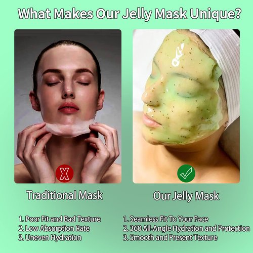 Nielies Jelly Mask, Facial Skin Care- Peel-Off Jelly Mask Set, Jelly Mask For Facials, Face Mask For Instant Hydration, Vegan Peel Off Face Mask, For Smoothing, Hydrating (Cucumber)
